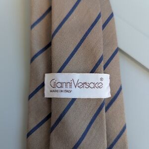 Versace Beige and Navy Striped Men's Tie